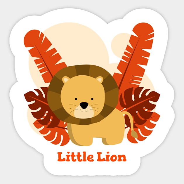 Orange Cute Little Lion Sticker by Merch ArtsJet